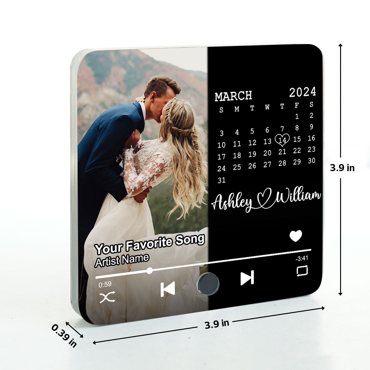 Upload Photo Calendar Anniversary Date Personalized Music Fridge Magnet, Anniversary Gift For Him, For Her
