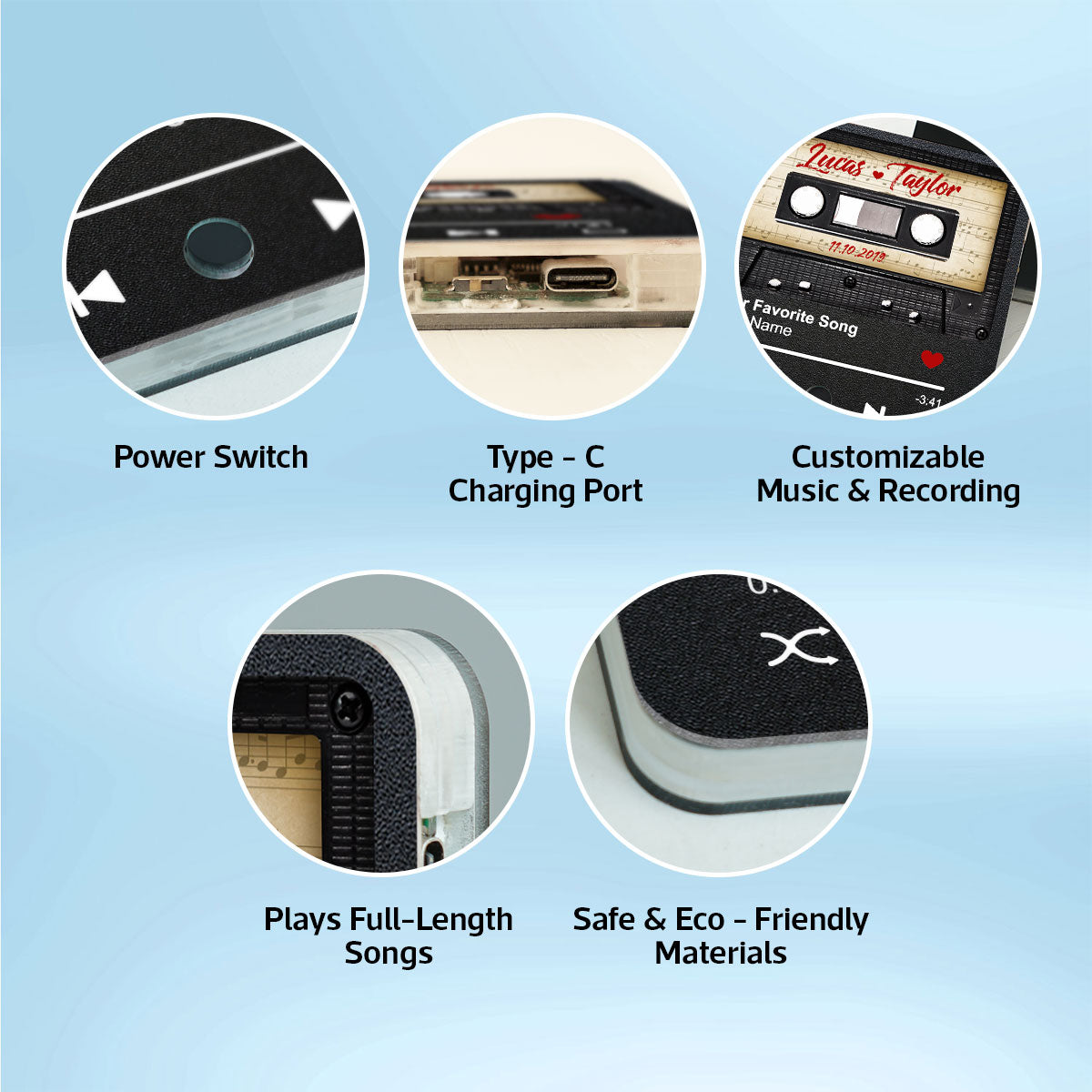 Retro Black Cassette Tape Personalized Music Fridge Magnet, Anniversary Gift For Him, For Her, For The Couple