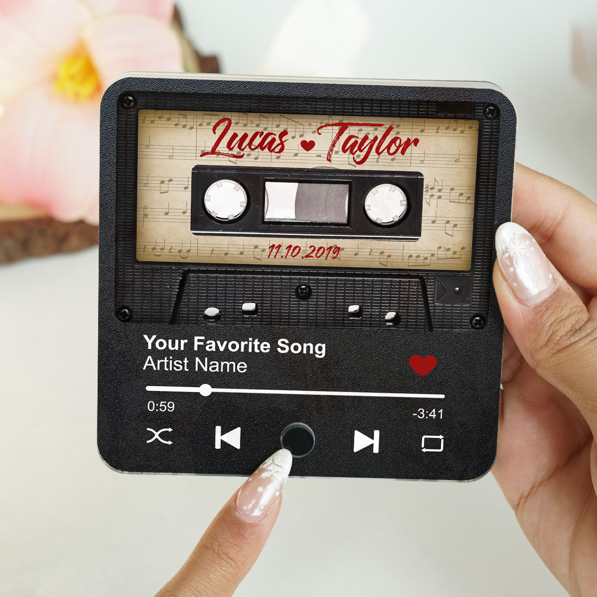 Retro Black Cassette Tape Personalized Music Fridge Magnet, Anniversary Gift For Him, For Her, For The Couple