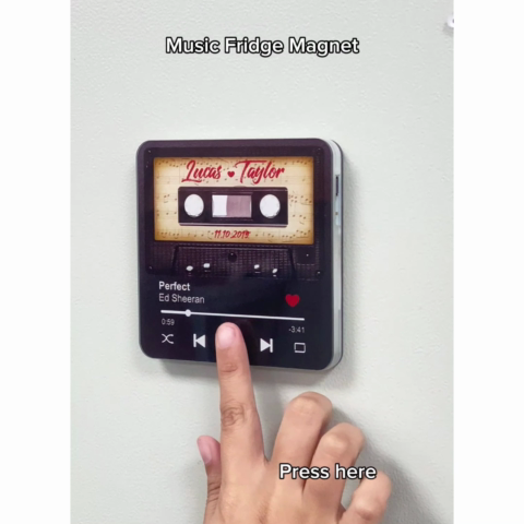 Retro Black Cassette Tape Personalized Music Fridge Magnet, Anniversary Gift For Him, For Her, For The Couple