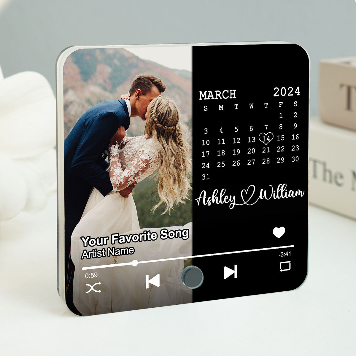 Upload Photo Calendar Anniversary Date Personalized Music Fridge Magnet, Anniversary Gift For Him, For Her