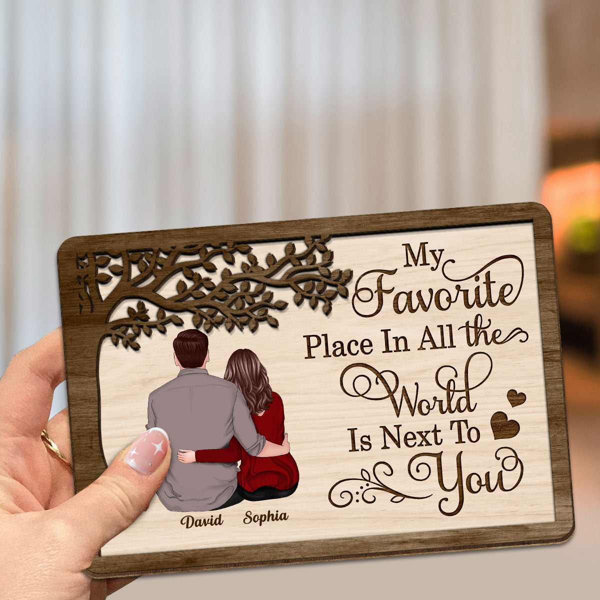 My Favorite Place Couple Personalized 2-Layered Wooden Plaque