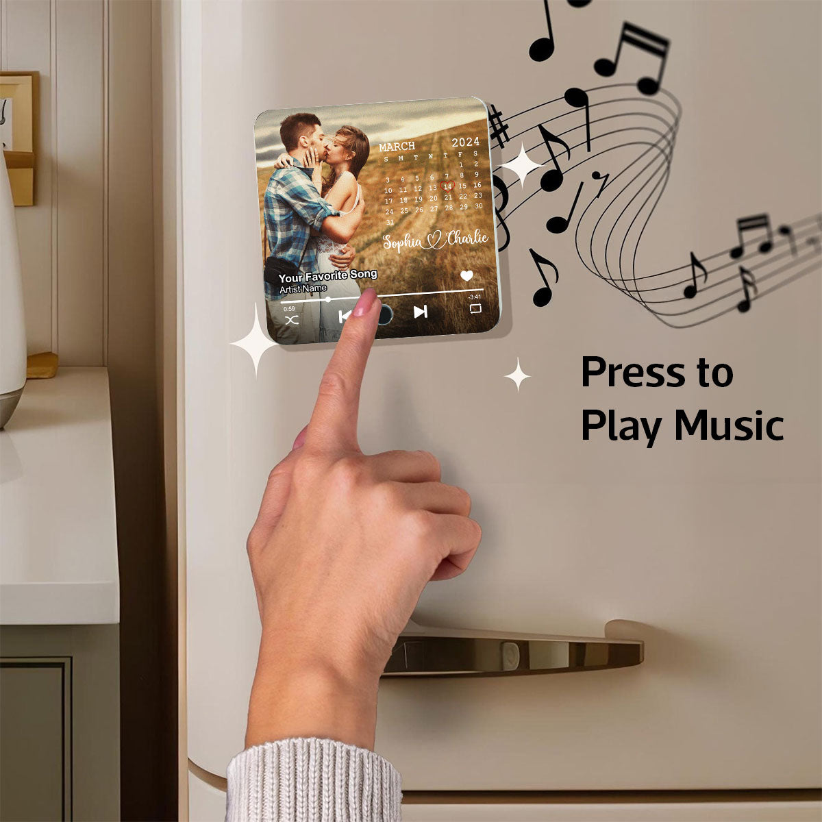 Upload Photo Calendar Anniversary Date Personalized Music Fridge Magnet, Anniversary Gift For Him, For Her