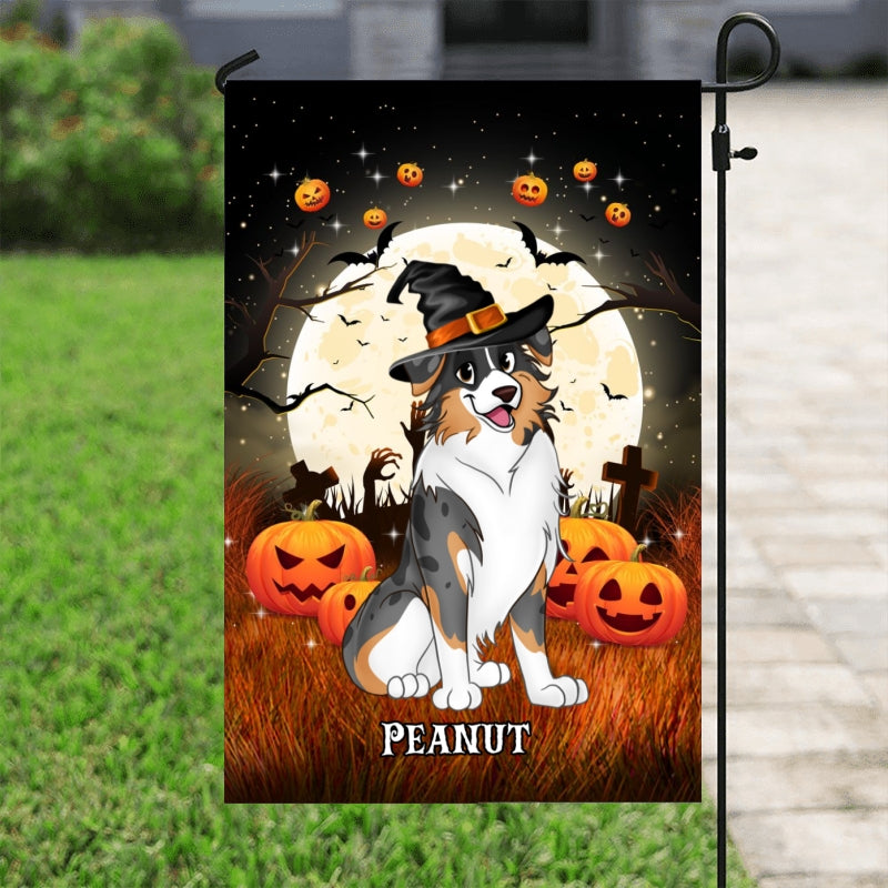 Halloween Night Cute Sitting Dogs Personalized Garden Flag