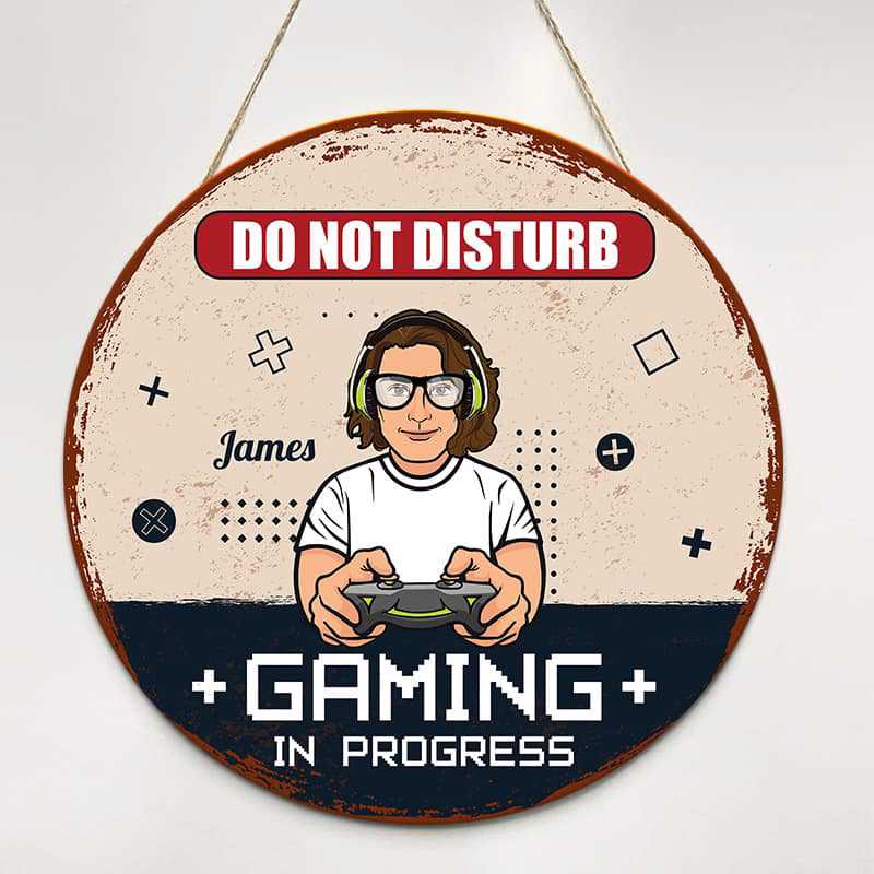 Gaming In Progress Personalized Door Hanger Sign