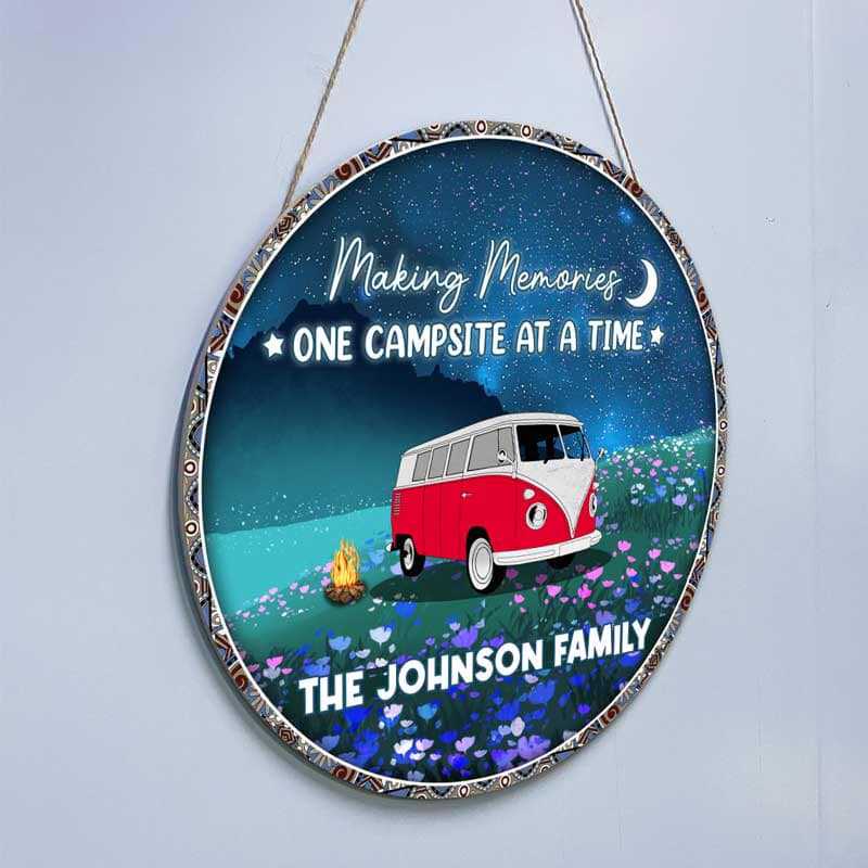 Night Field Camping Personalized Door Hanger Sign