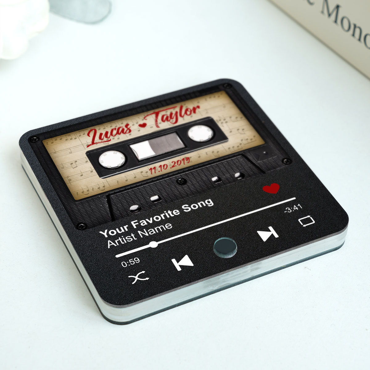 Retro Black Cassette Tape Personalized Music Fridge Magnet, Anniversary Gift For Him, For Her, For The Couple