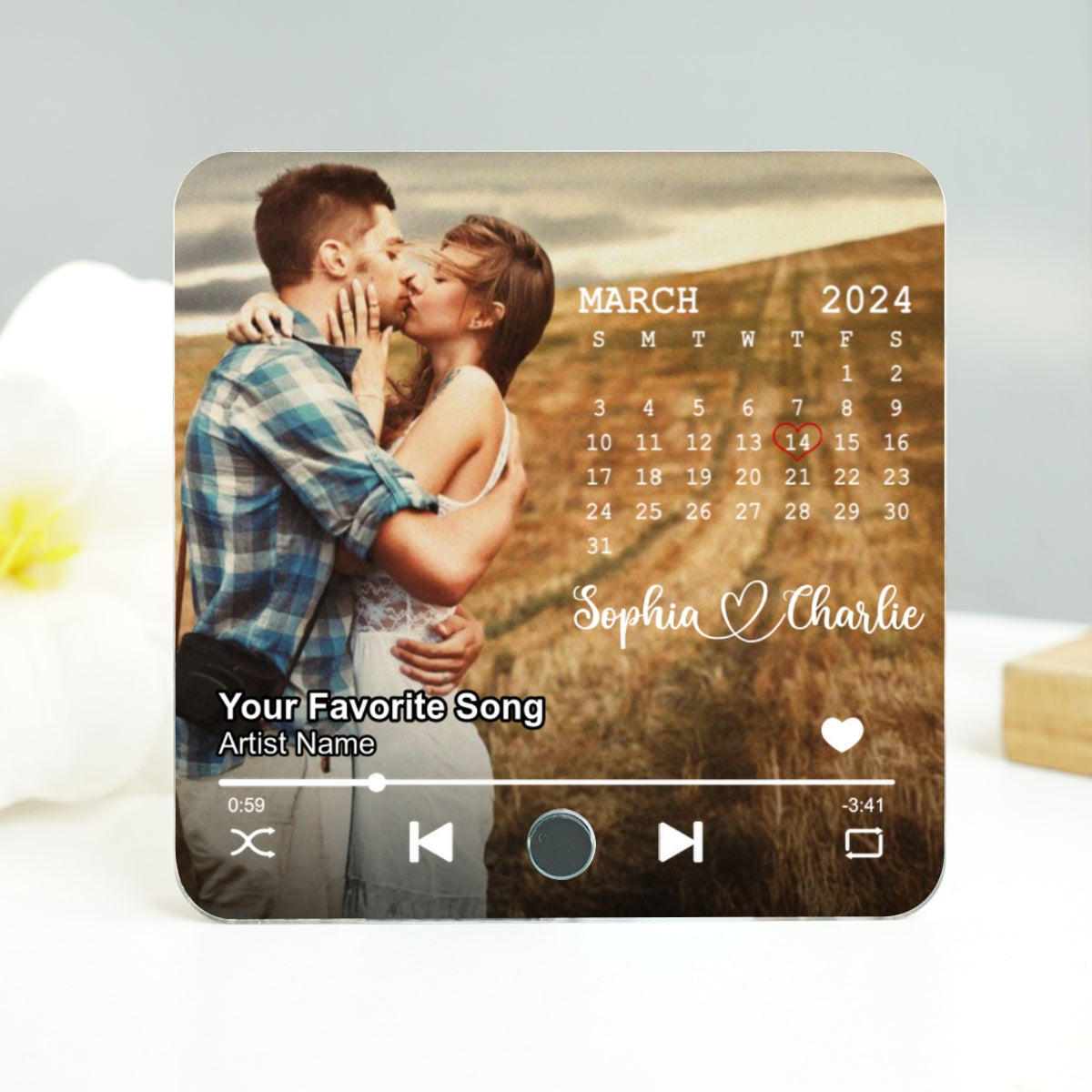 Upload Photo Calendar Anniversary Date Personalized Music Fridge Magnet, Anniversary  Gift For Him, For Her