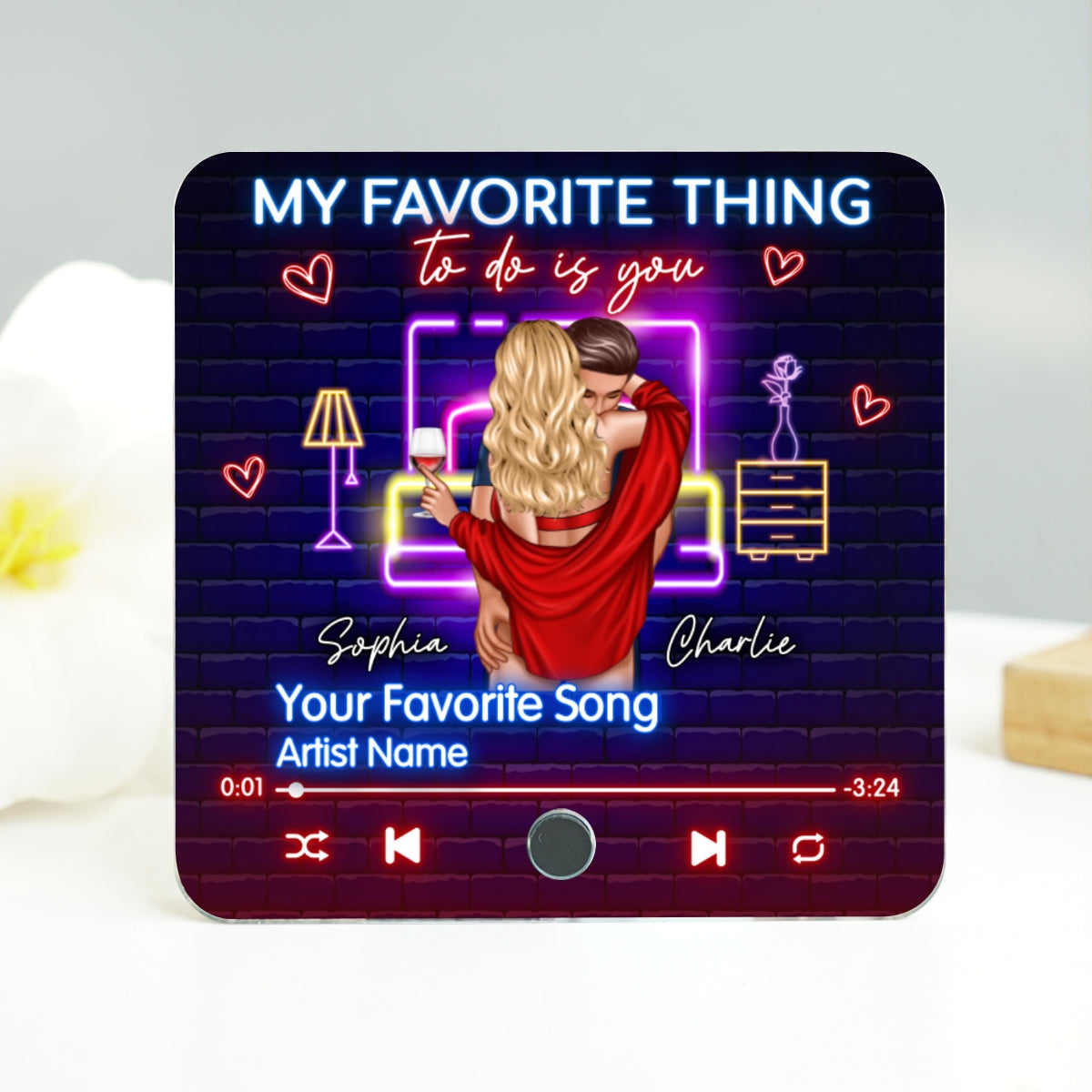 Romantic Couple My Favorite Thing To Do Is You Personalized Music Fridge Magnet, Heartfelt Gift For Couple, For Him, For Her, Boyfriend, Girlfriend, Husband, Wife