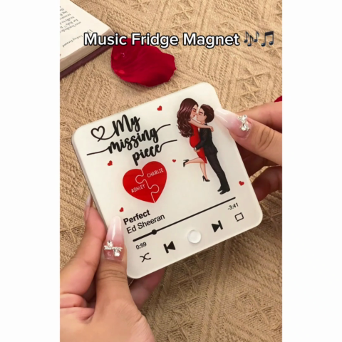 My Missing Piece Gift For Her Gift For Him Couple Kissing Favorite Song Personalized Music Fridge Magnet