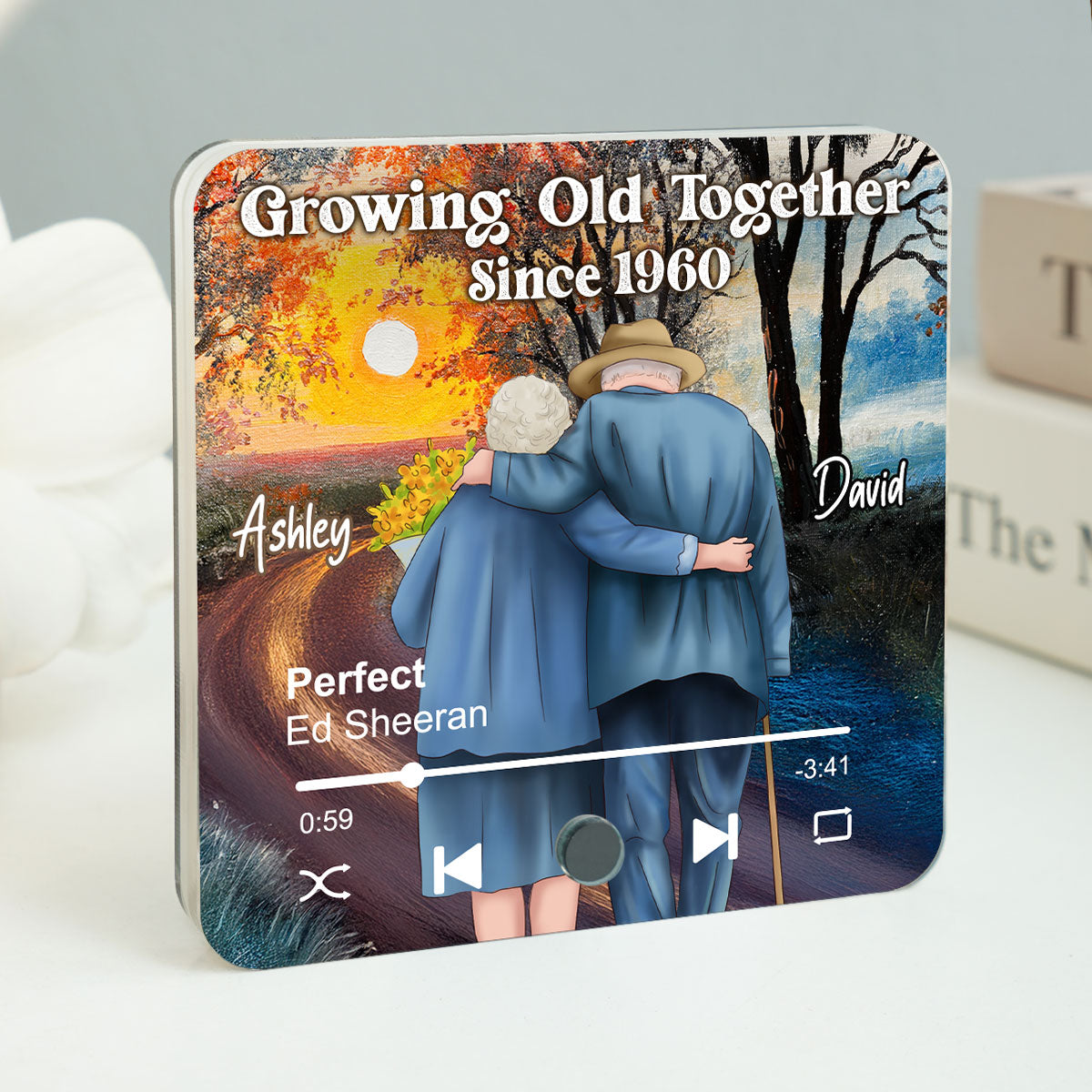 Old Couple Growing Old Together Since Personalized Music Fridge Magnet, Heartfelt 2025  Gift For Couple, For Him, For Her, Boyfriend, Girlfriend, Husband, Wife