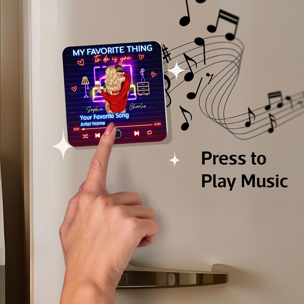 Romantic Couple My Favorite Thing To Do Is You Personalized Music Fridge Magnet, Heartfelt Gift For Couple, For Him, For Her, Boyfriend, Girlfriend, Husband, Wife