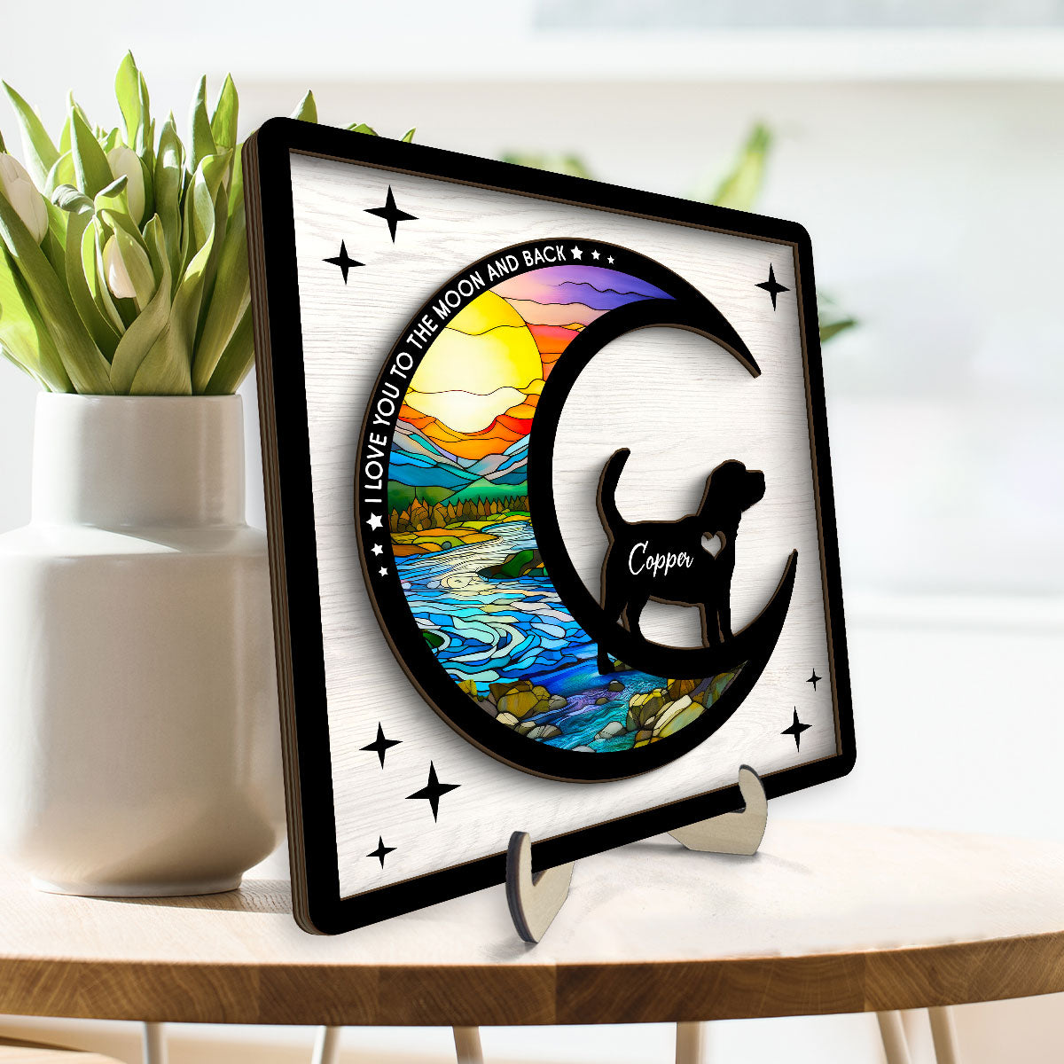 Loss Of Pet Memorial Personalized 2 Layered Wooden Plaque