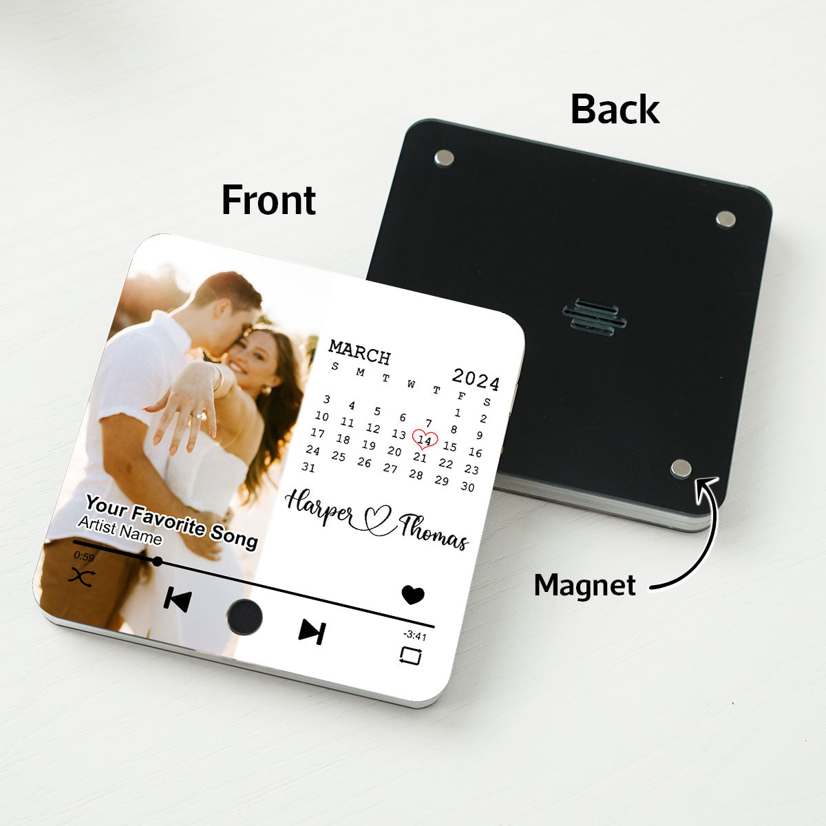 Upload Photo Calendar Anniversary Date Personalized Music Fridge Magnet, Anniversary  Gift For Him, For Her