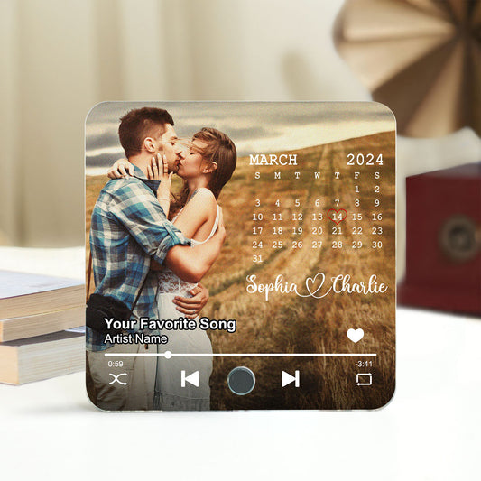 Upload Photo Calendar Anniversary Date Personalized Music Fridge Magnet, Anniversary  Gift For Him, For Her