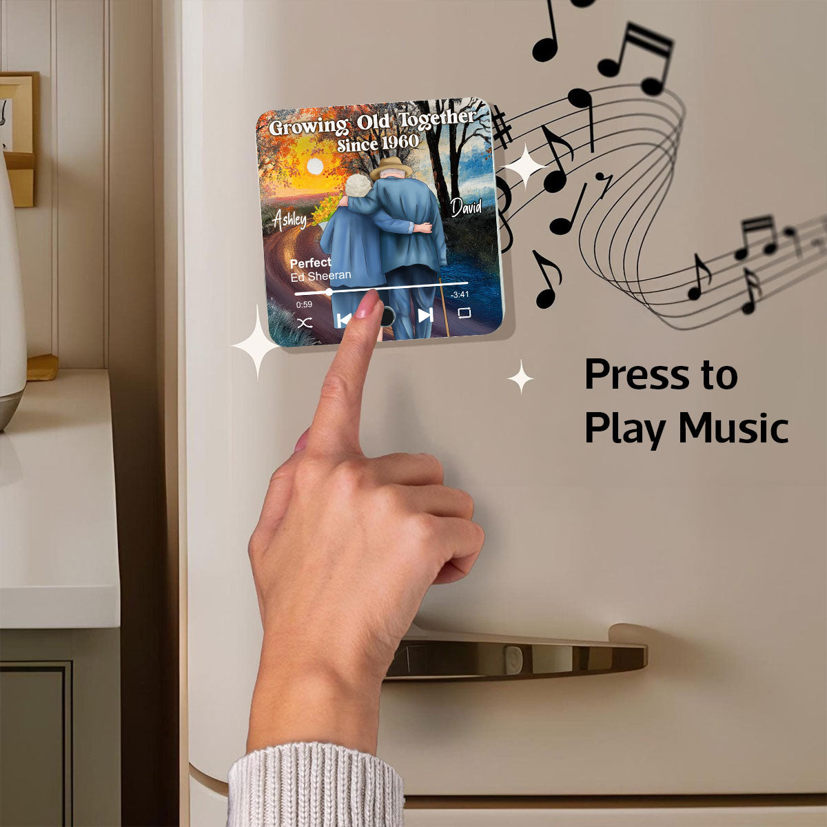 Old Couple Growing Old Together Since Personalized Music Fridge Magnet, Heartfelt 2025  Gift For Couple, For Him, For Her, Boyfriend, Girlfriend, Husband, Wife