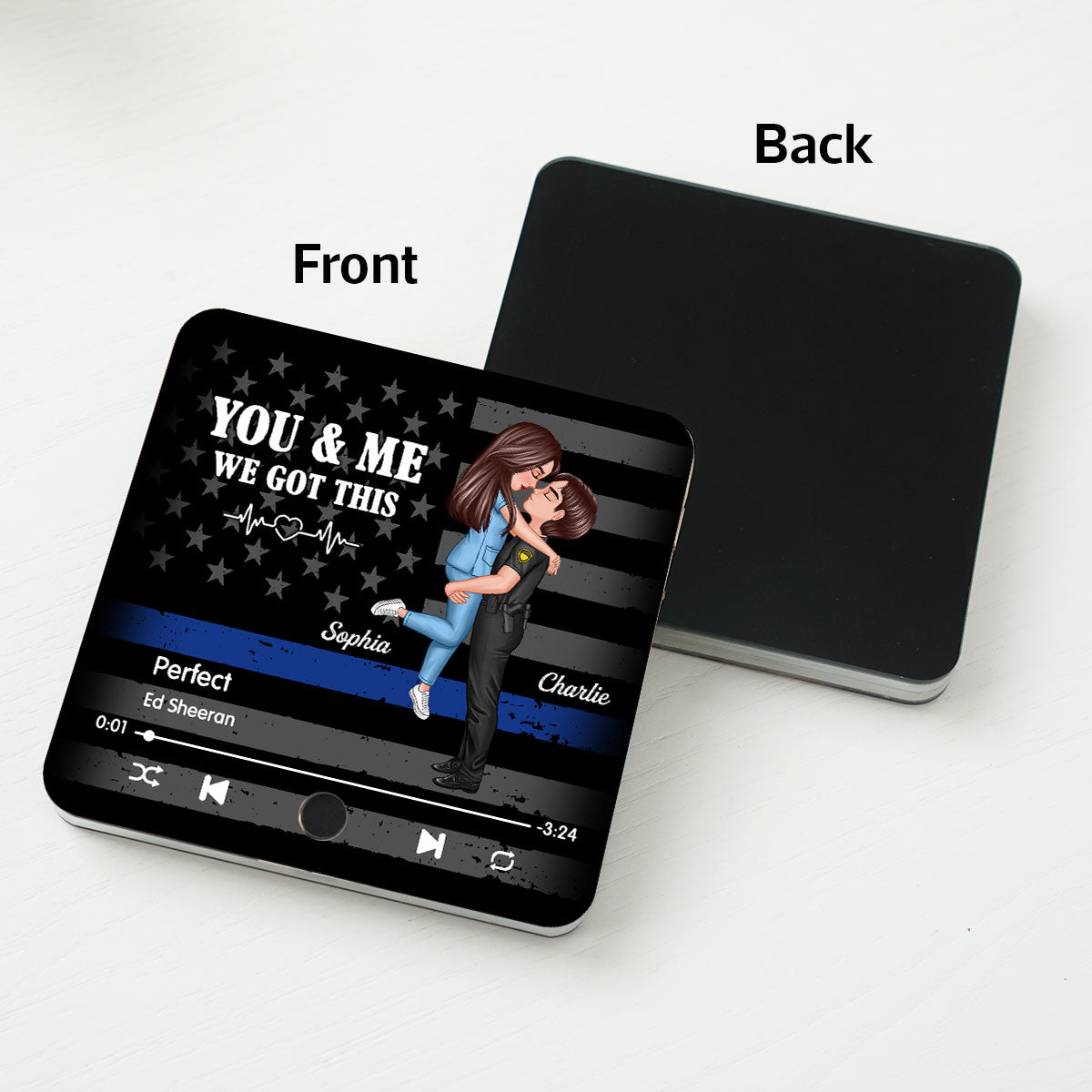 Hero Couple Hugging Kissing Favorite Song  Gift by Occupation Gift For Her Gift For Him Personalized Music Fridge Magnet