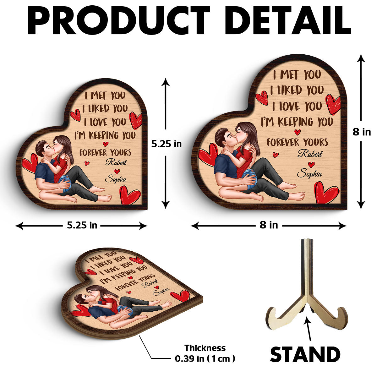 Sexy Couple Kissing I Met You Liked You Personalized 2-Layered Wooden Plaque