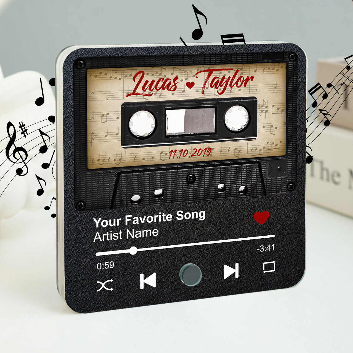 Retro Black Cassette Tape Personalized Music Fridge Magnet, Anniversary  Gift For Him, For Her, For The Couple