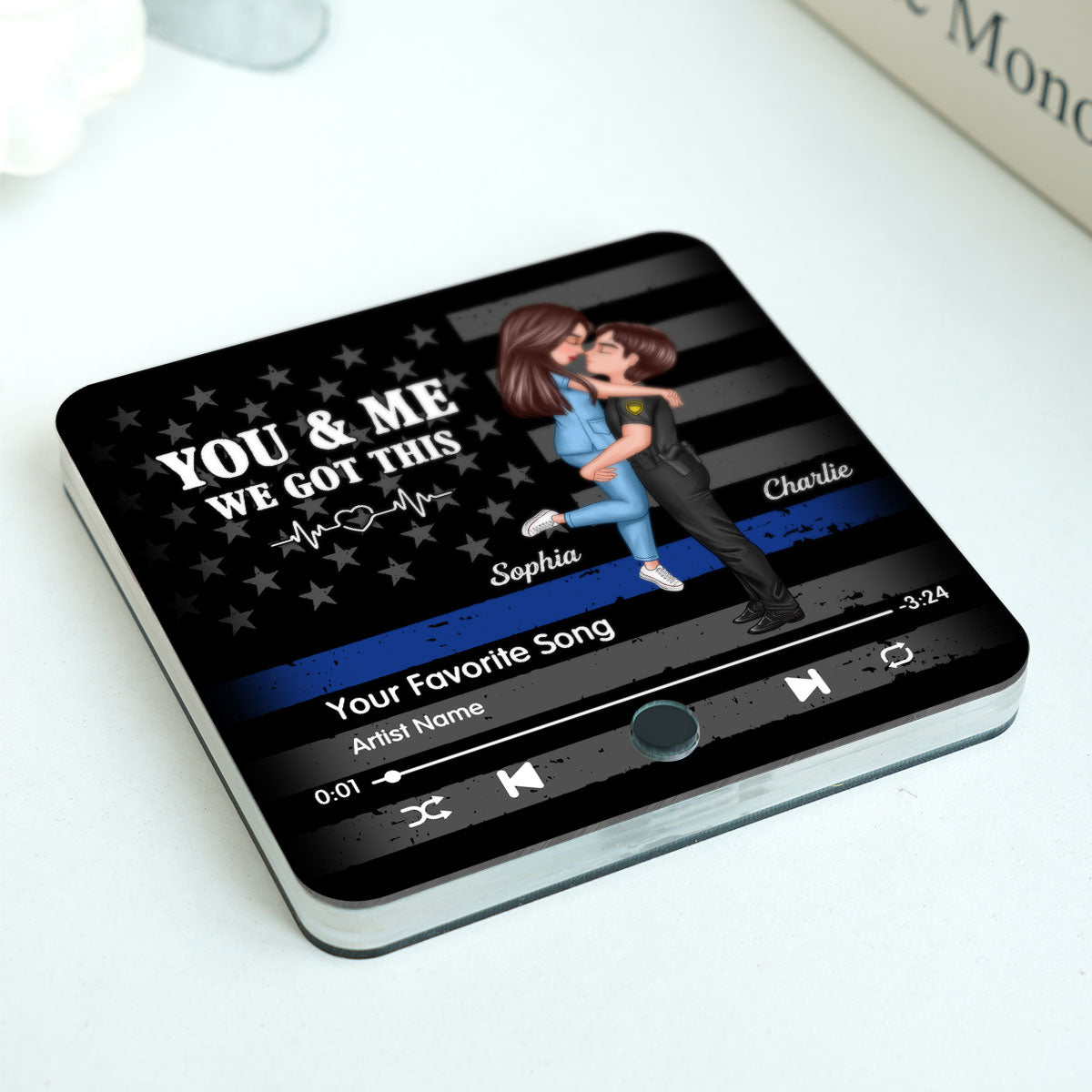 Hero Couple Hugging Kissing Favorite Song  Gift by Occupation Gift For Her Gift For Him Personalized Music Fridge Magnet