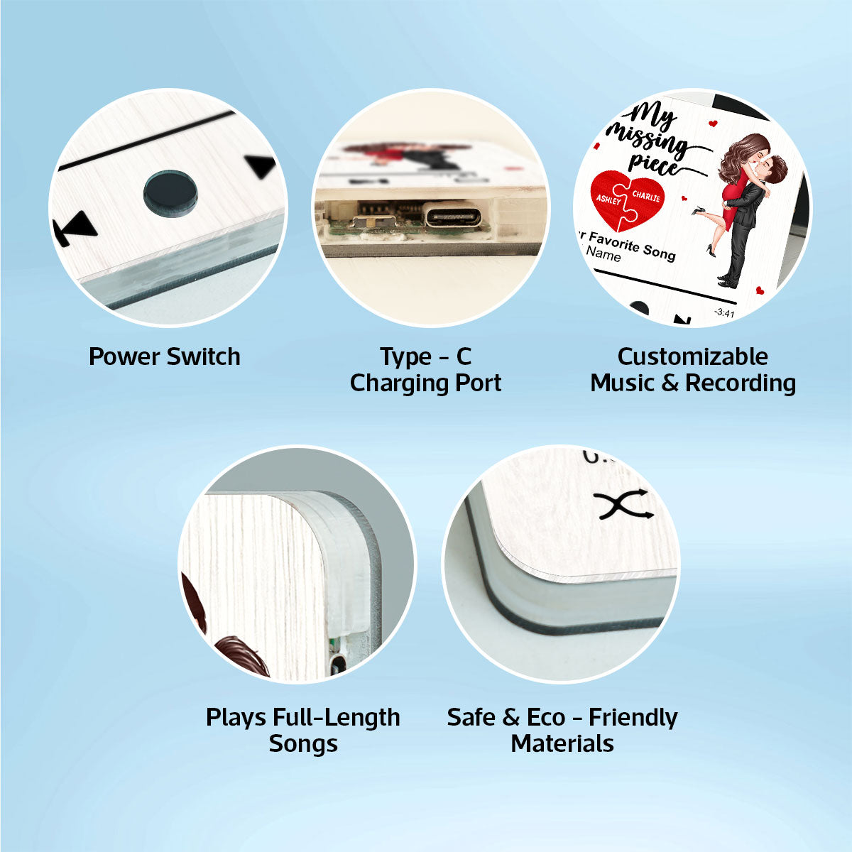 My Missing Piece Gift For Her Gift For Him Couple Kissing Favorite Song Personalized Music Fridge Magnet
