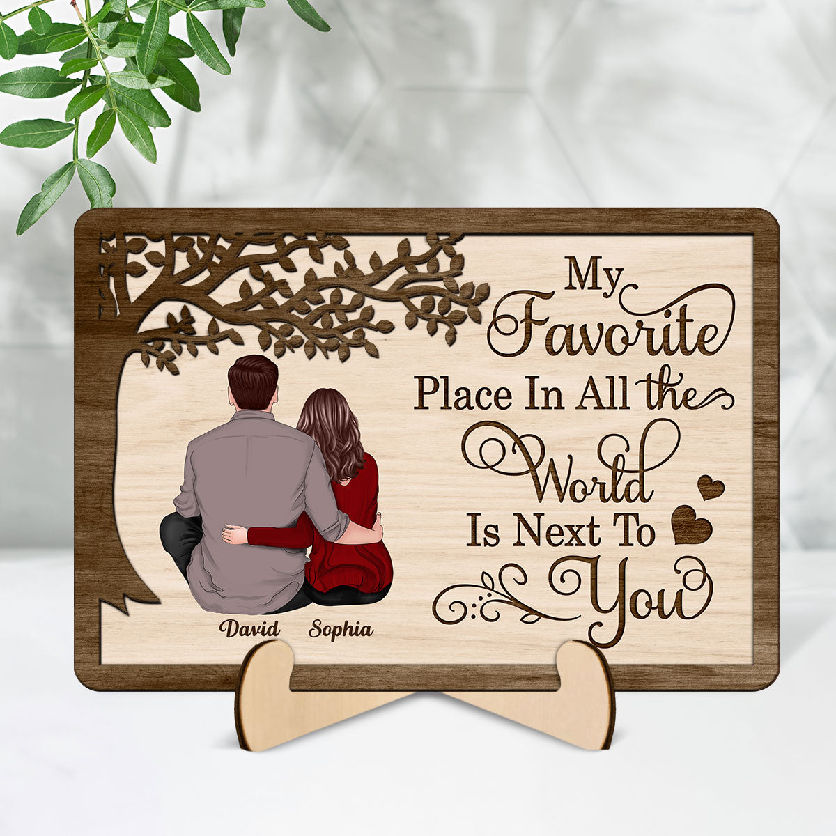 My Favorite Place Couple Personalized 2-Layered Wooden Plaque