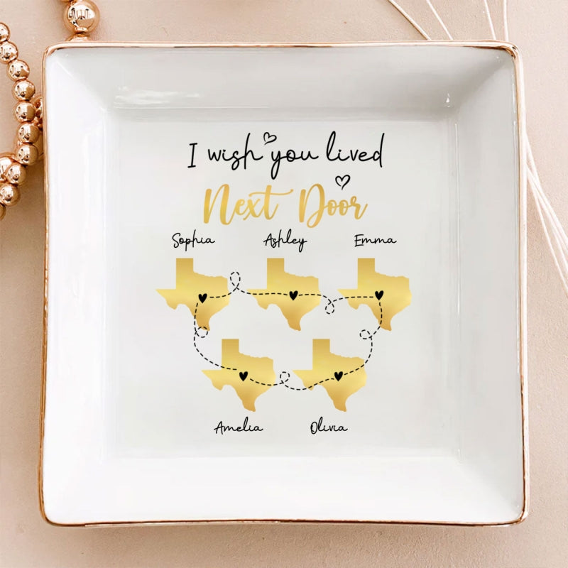 Family Siblings Sisters Friends Long Distance Personalized Ceramic Jewelry Dish, Togetherness Christmas Gift
