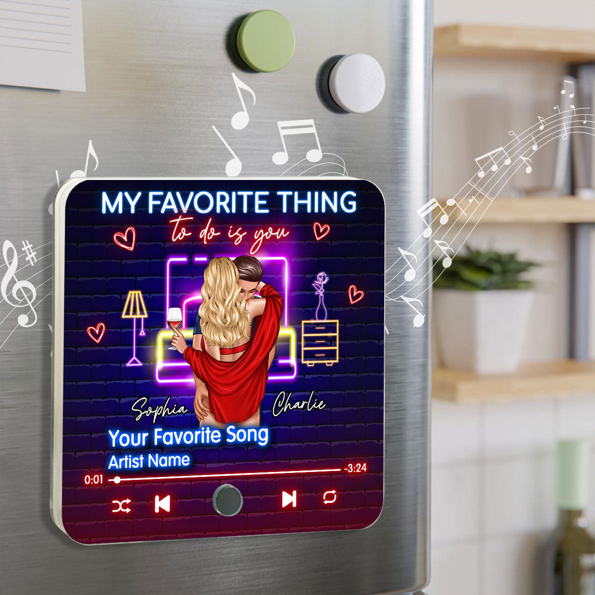 Romantic Couple My Favorite Thing To Do Is You Personalized Music Fridge Magnet, Heartfelt Gift For Couple, For Him, For Her, Boyfriend, Girlfriend, Husband, Wife