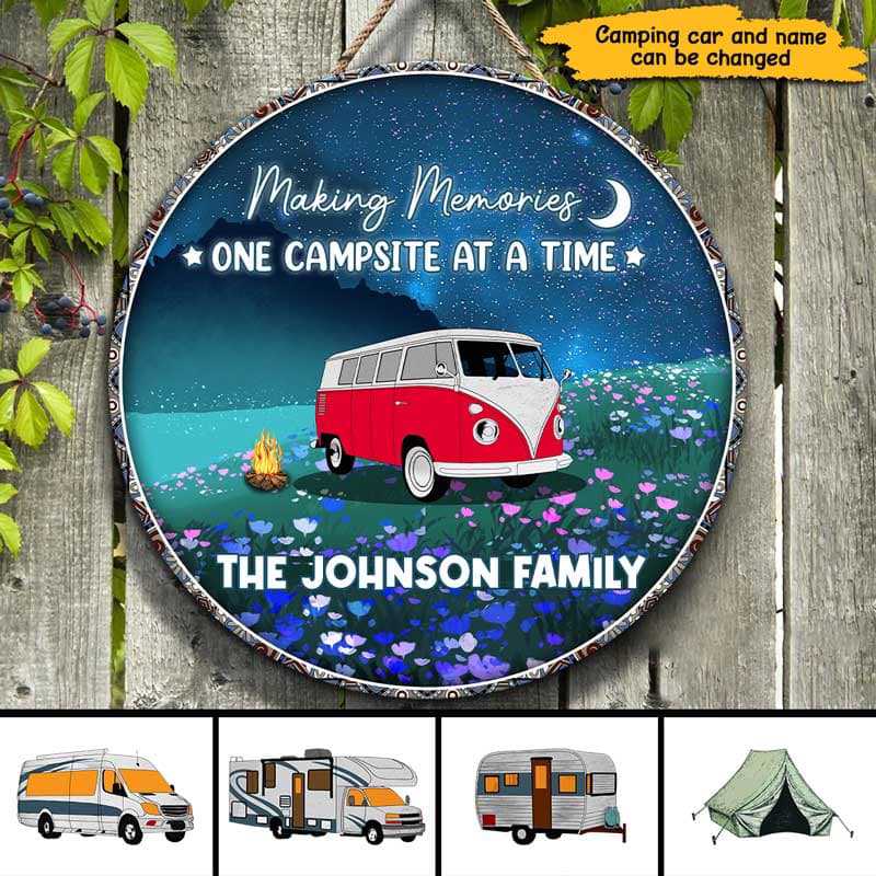 Night Field Camping Personalized Door Hanger Sign