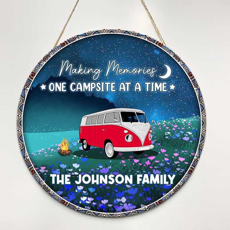 Night Field Camping Personalized Door Hanger Sign