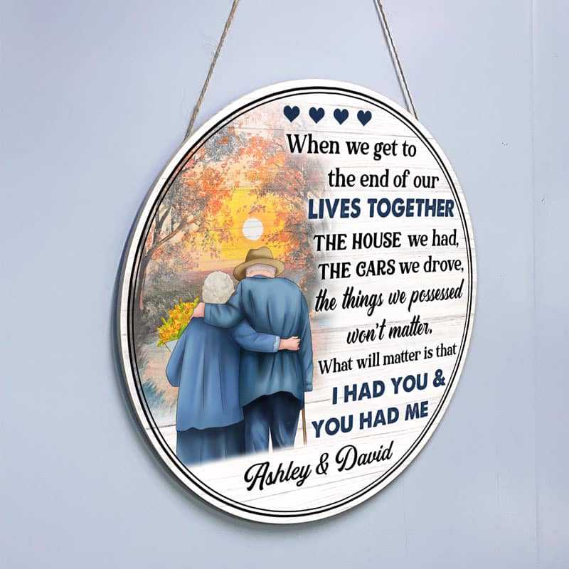 Old Couple Personalized Door Hanger Sign