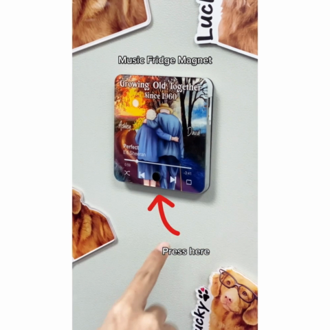 Old Couple Growing Old Together Since Personalized Music Fridge Magnet, Heartfelt 2025  Gift For Couple, For Him, For Her, Boyfriend, Girlfriend, Husband, Wife