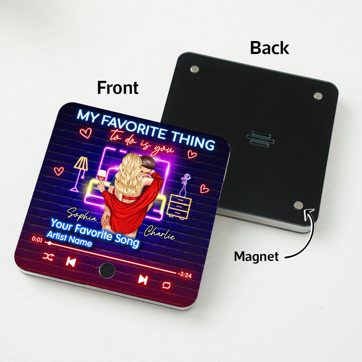 Romantic Couple My Favorite Thing To Do Is You Personalized Music Fridge Magnet, Heartfelt Gift For Couple, For Him, For Her, Boyfriend, Girlfriend, Husband, Wife