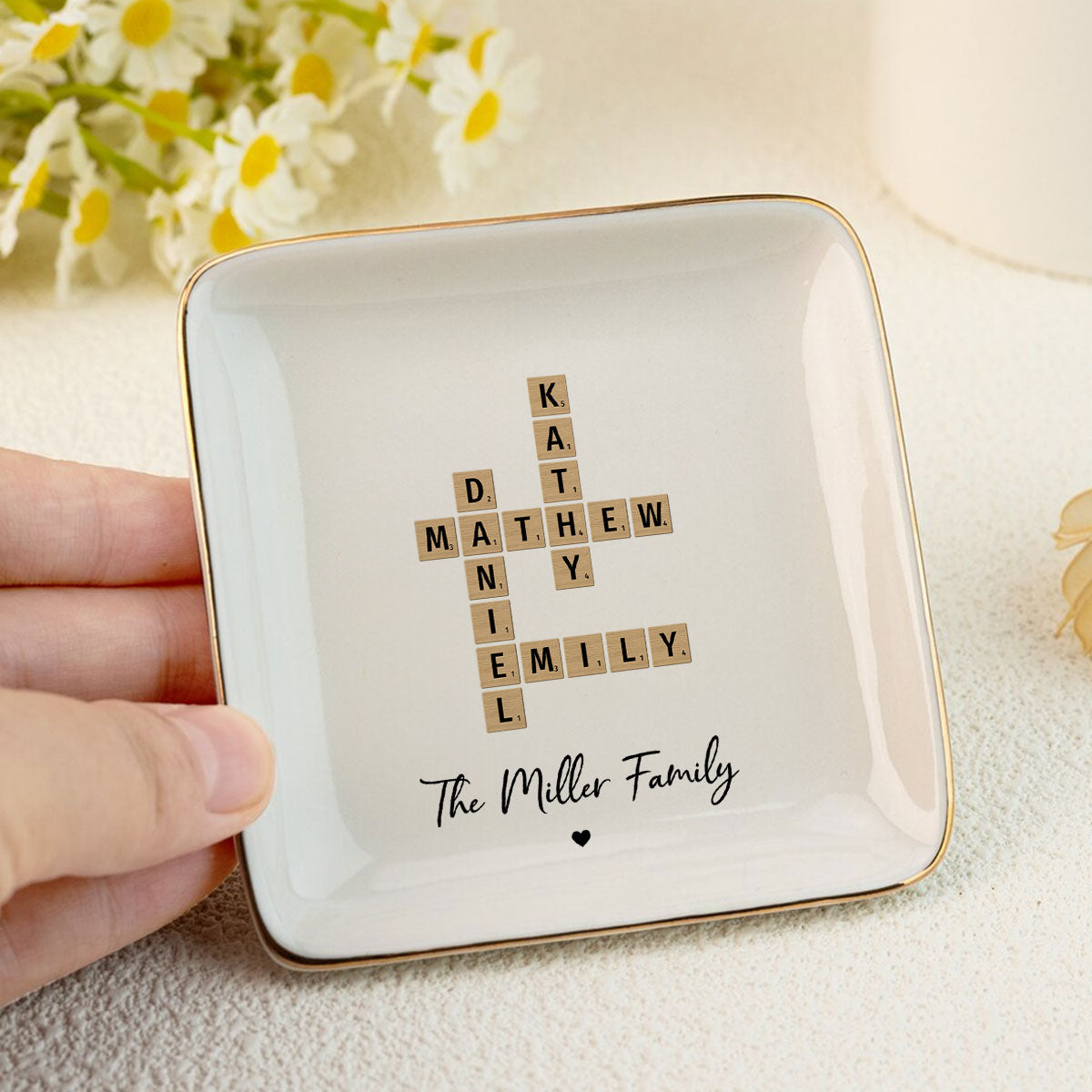 Family Crossword Art Personalized Jewelry Dish, Created In A Moment, Treasured Forever