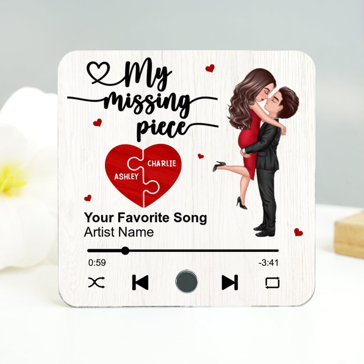 My Missing Piece Gift For Her Gift For Him Couple Kissing Favorite Song Personalized Music Fridge Magnet