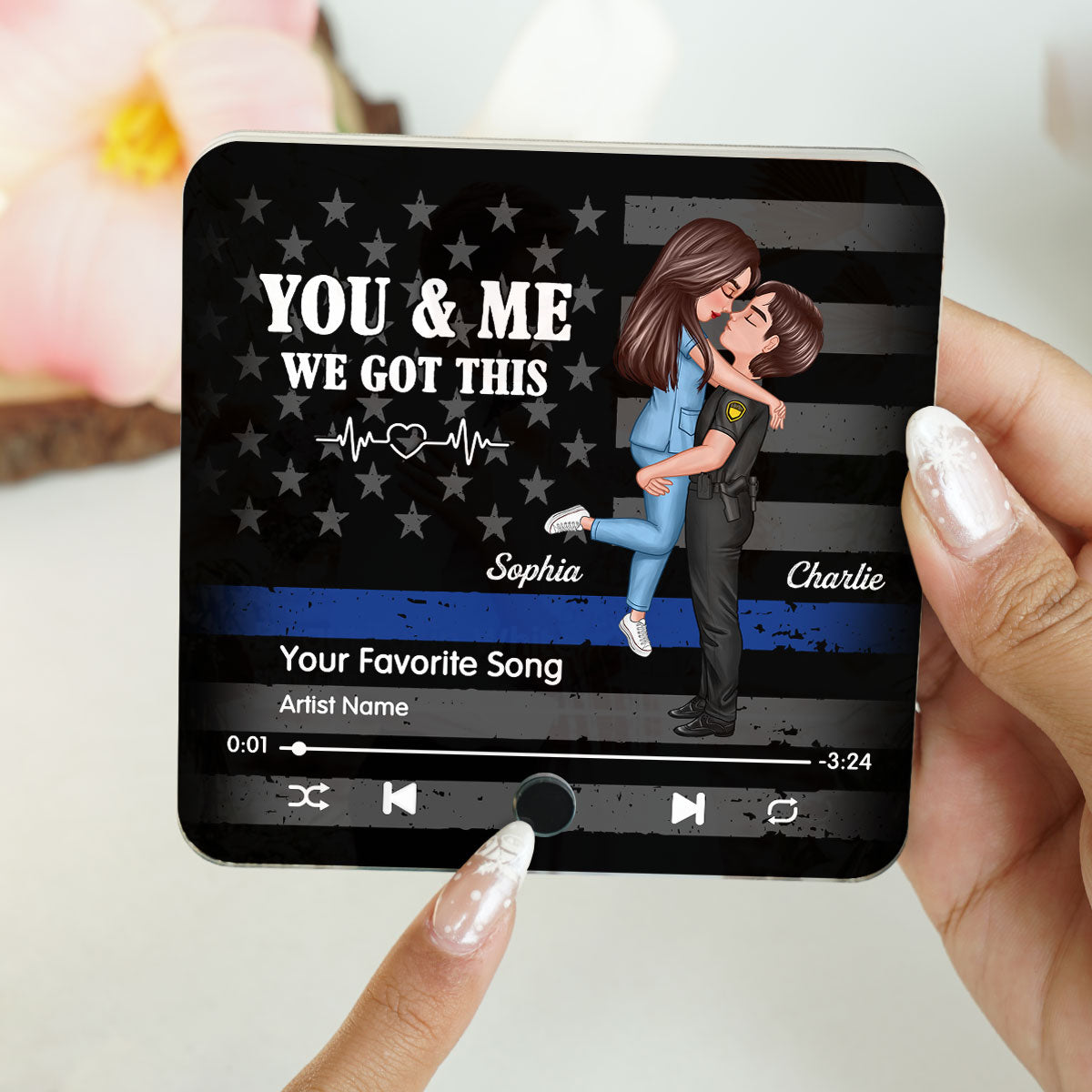 Hero Couple Hugging Kissing Favorite Song  Gift by Occupation Gift For Her Gift For Him Personalized Music Fridge Magnet