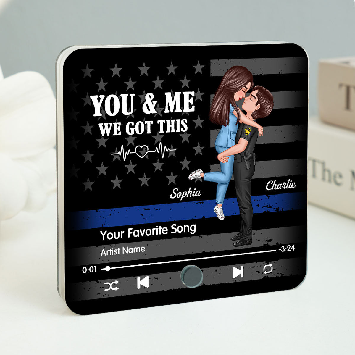 Hero Couple Hugging Kissing Favorite Song  Gift by Occupation Gift For Her Gift For Him Personalized Music Fridge Magnet