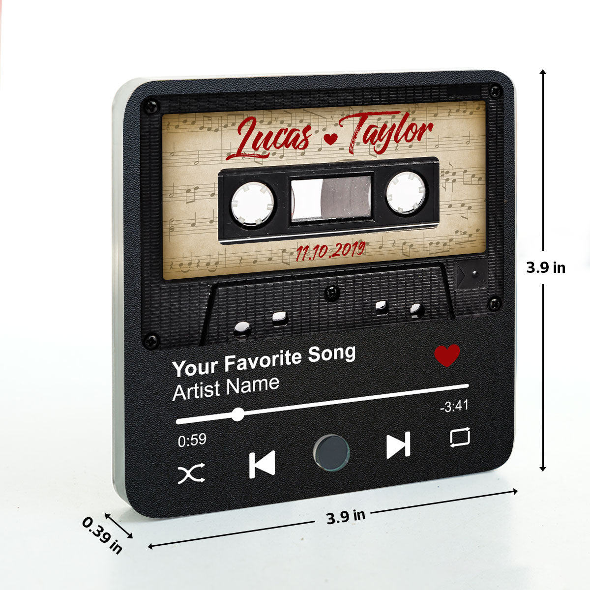 Retro Black Cassette Tape Personalized Music Fridge Magnet, Anniversary  Gift For Him, For Her, For The Couple