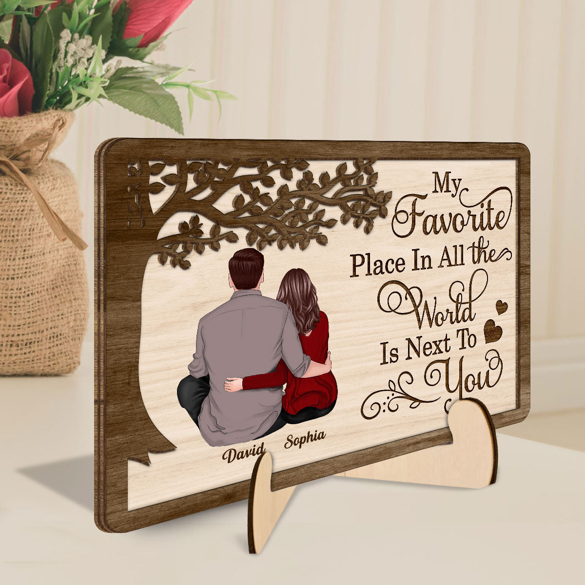 My Favorite Place Couple Personalized 2-Layered Wooden Plaque
