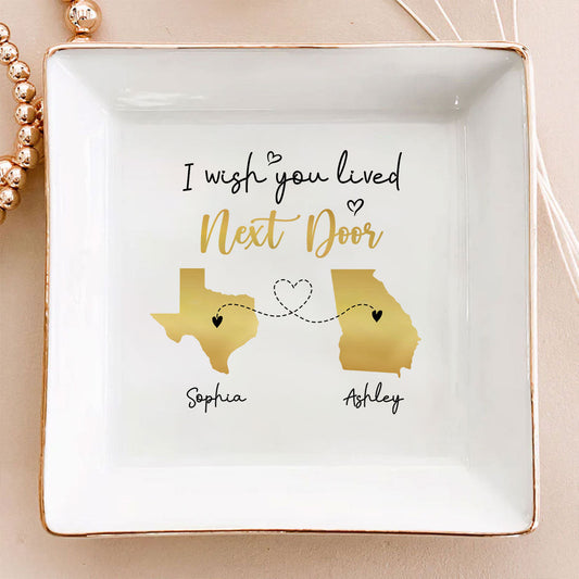 Family Siblings Sisters Friends Long Distance Personalized Ceramic Jewelry Dish, Togetherness Christmas Gift