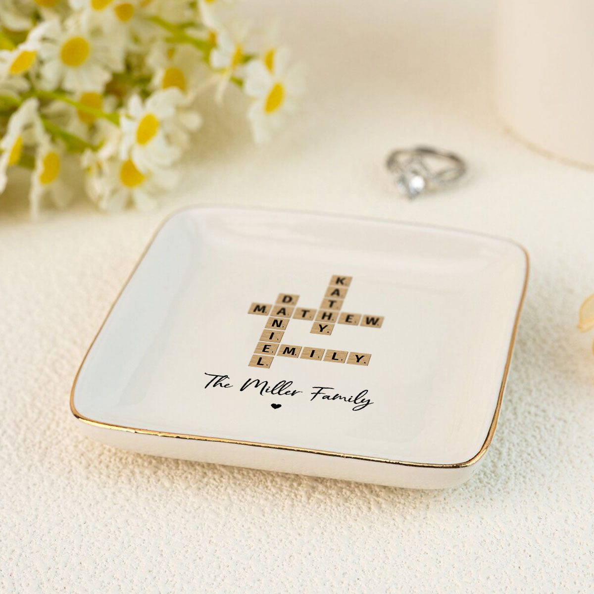 Family Crossword Art Personalized Jewelry Dish, Created In A Moment, Treasured Forever
